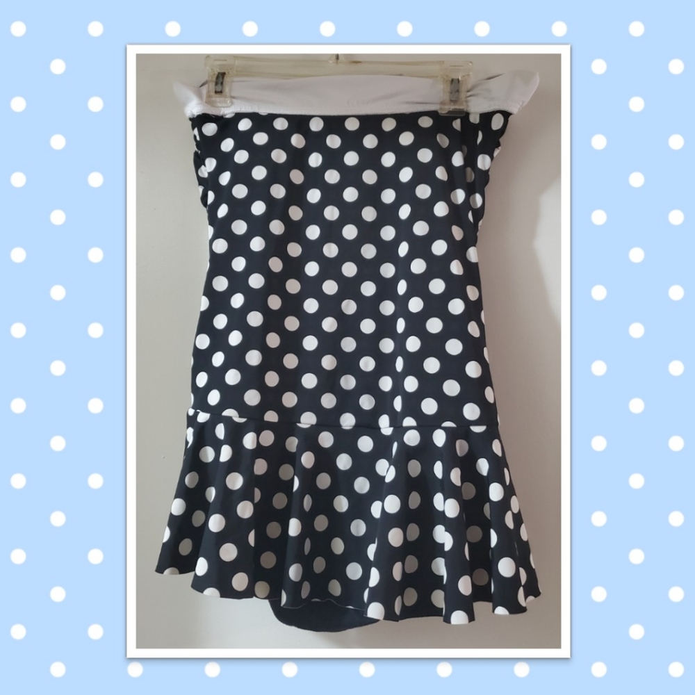 Chaps Black and White One Piece Polkadot suit